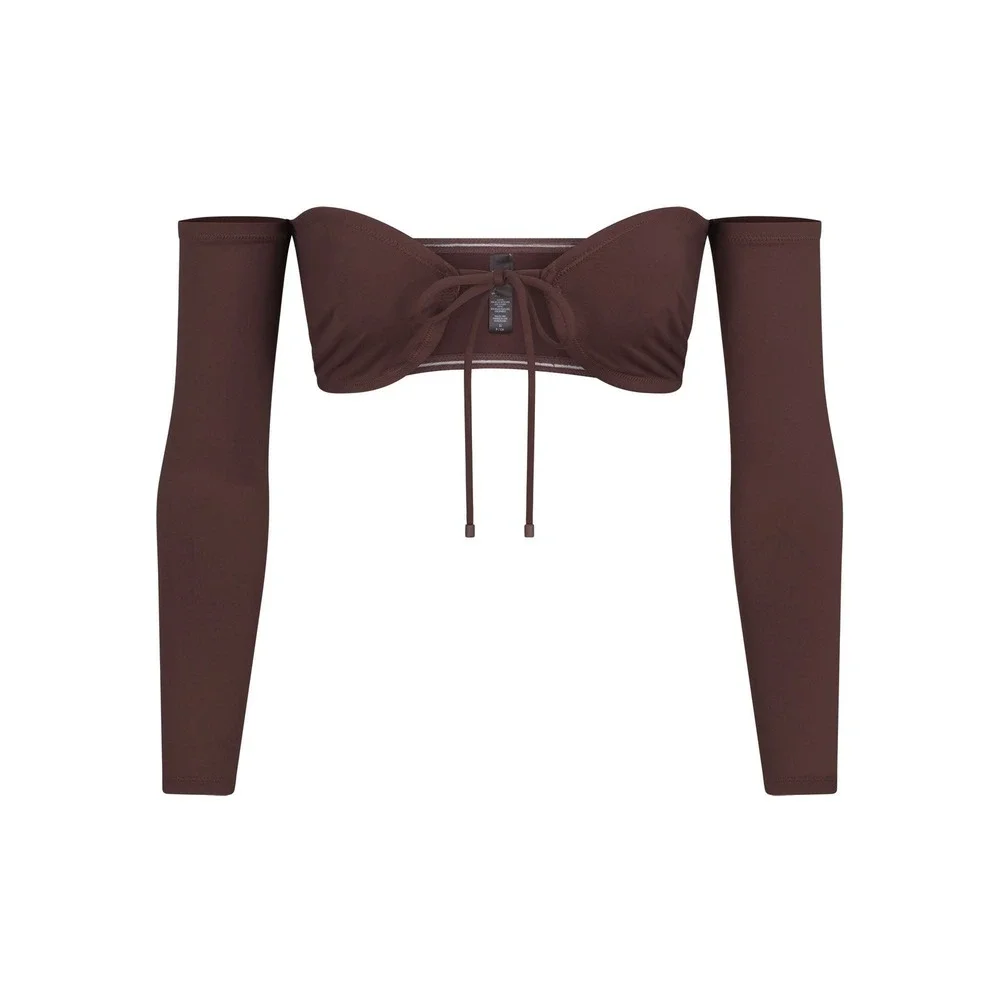 NWT Skims Signature Swim Long Sleeve Bikini Top Recycled Sz XL Cocoa Brown
